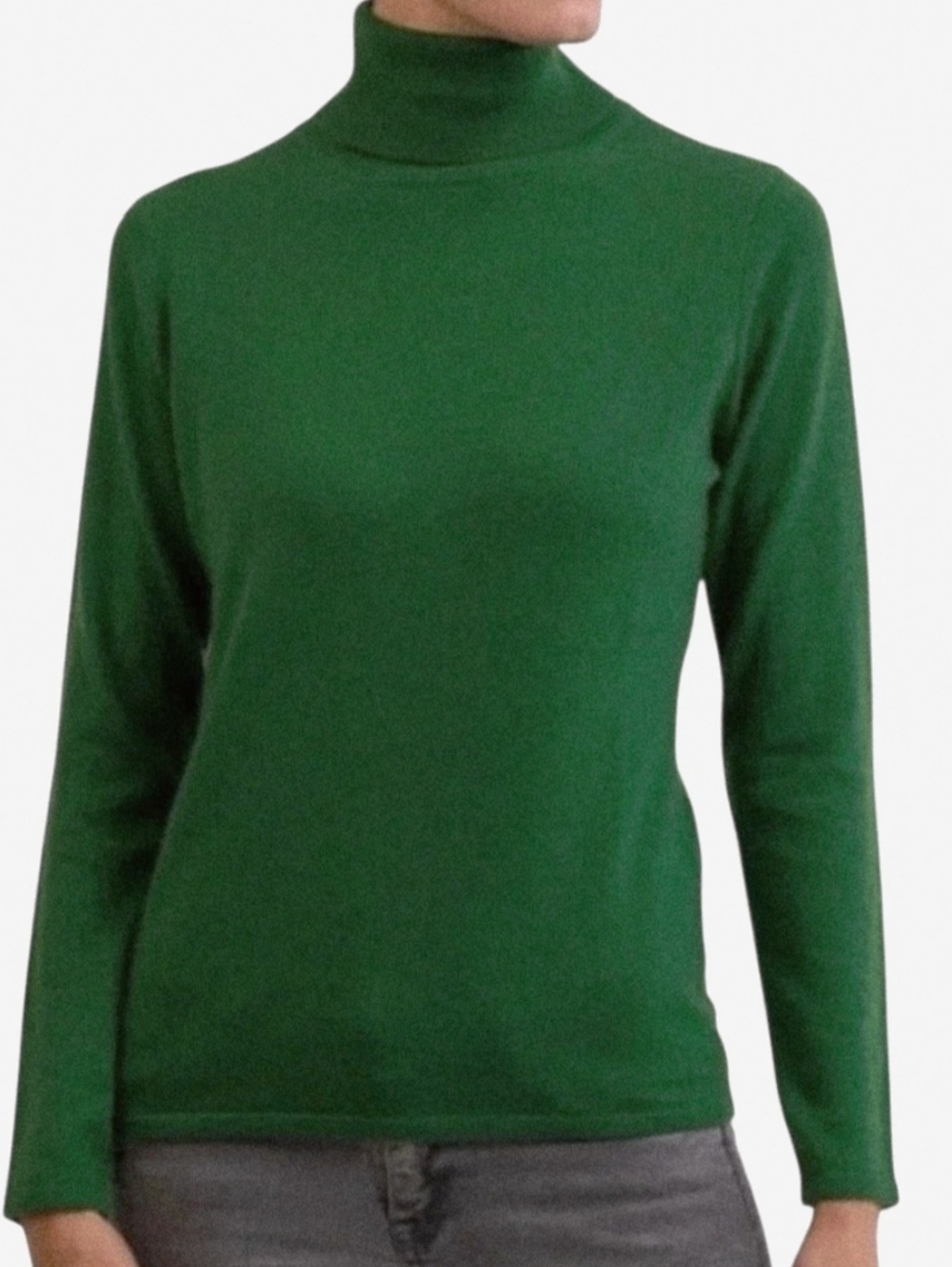 Pendlenton Silk Blend Mock Neck Ribbed Knit Green Preppy Sweater Sz M